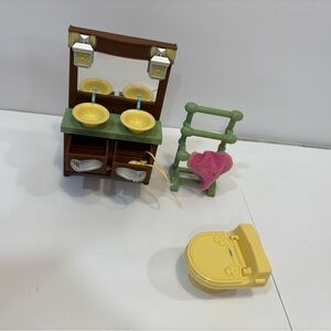 Fisher Price Loving Family Dollhouse Bathroom Set Double Sink Toilet.